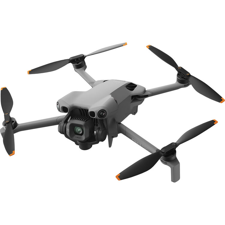 DJI Mini 5 Pro drone viewed from the side with arms extended