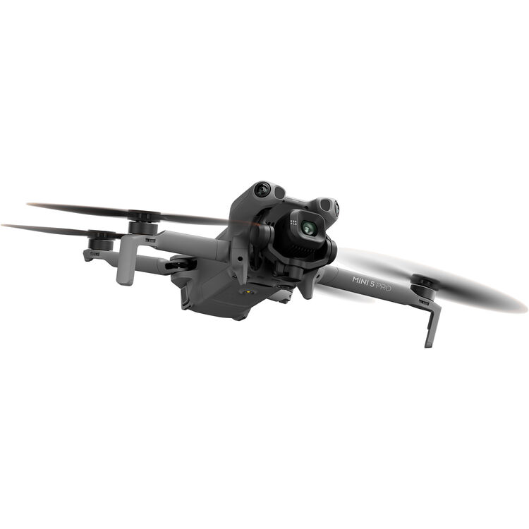 DJI Mini 5 Pro drone front view with camera and propellers visible