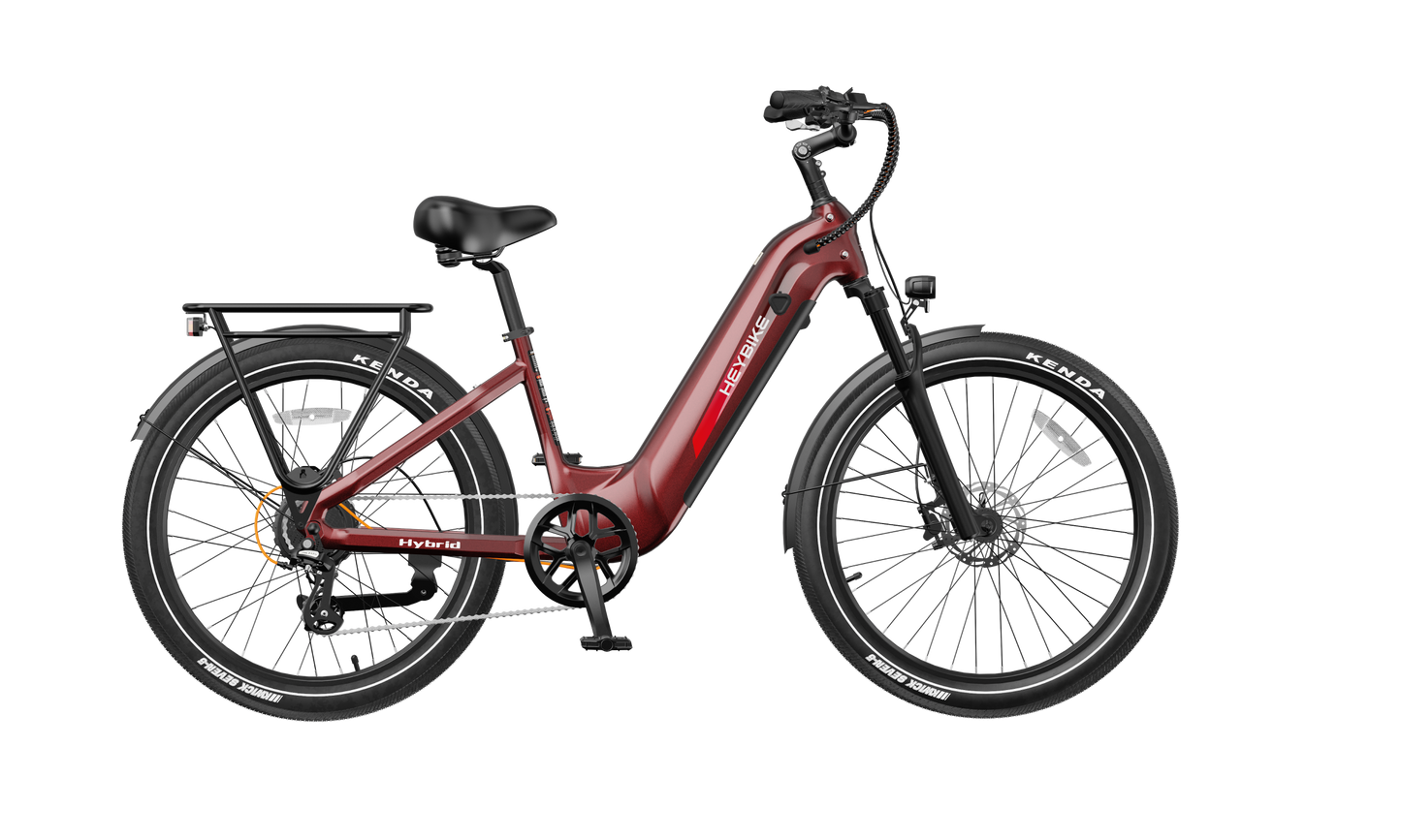 Heybike Hybrid Electric Commuter Bike - 100 Mile Range, High Capacity - Top Speed 28 MPH
