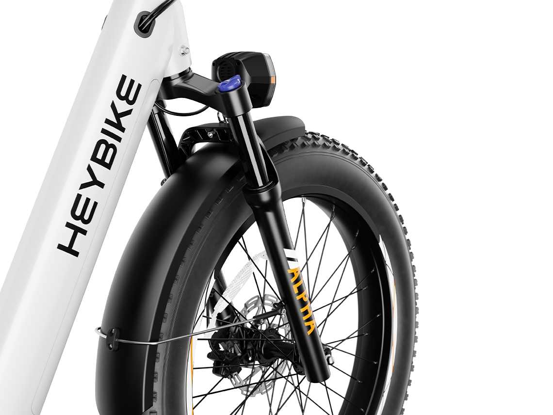 Heybike ALPHA front suspension fork detail