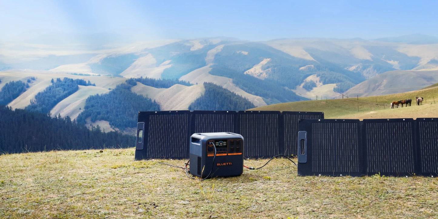 BLUETTI Premium 200 V2 charging with optional solar panels