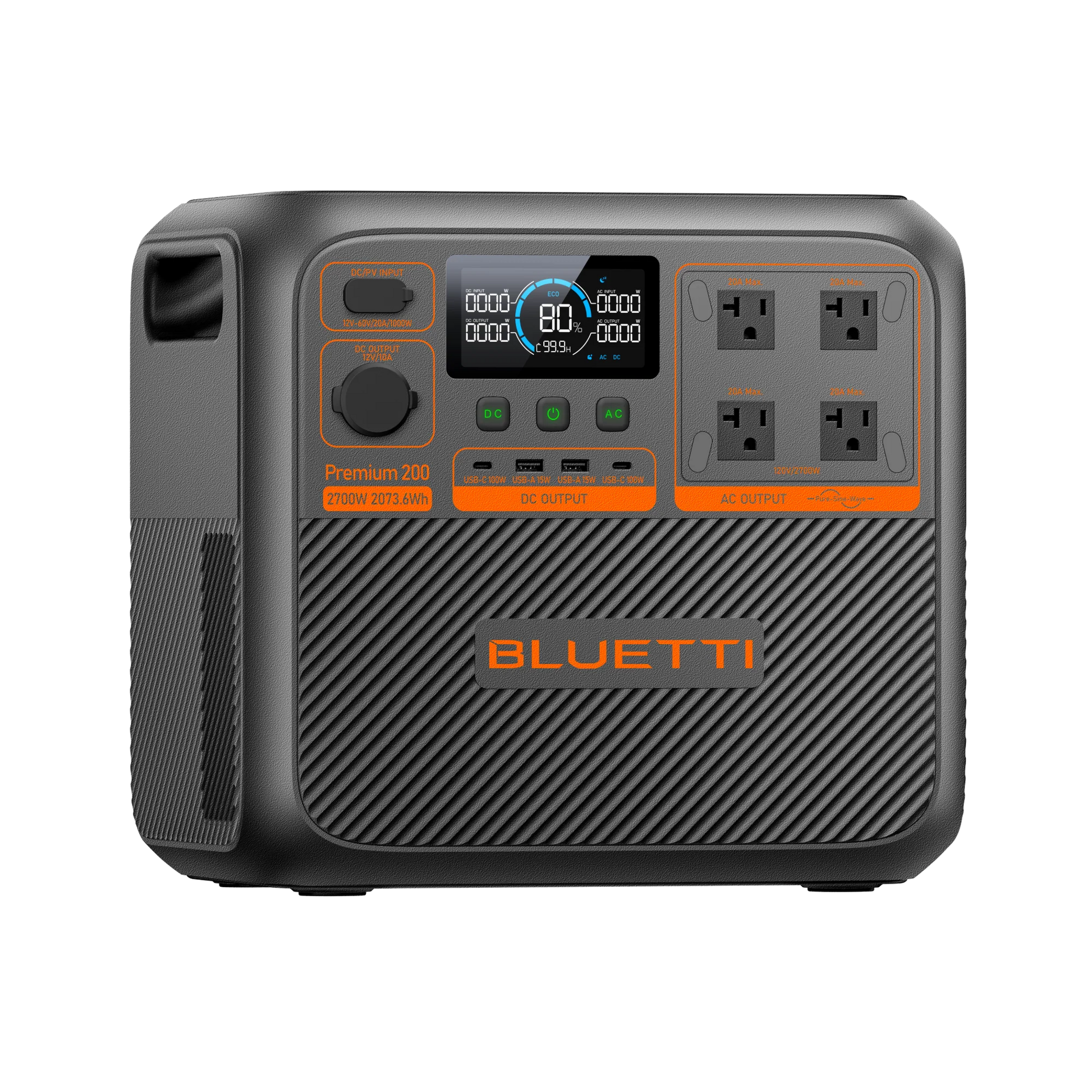 BLUETTI Premium 200 V2 2700W power station angled view