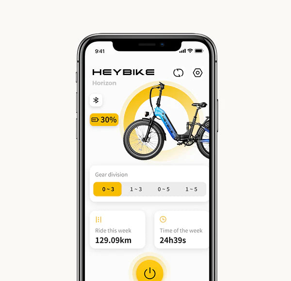 Heybike app screen for Horizon electric bike