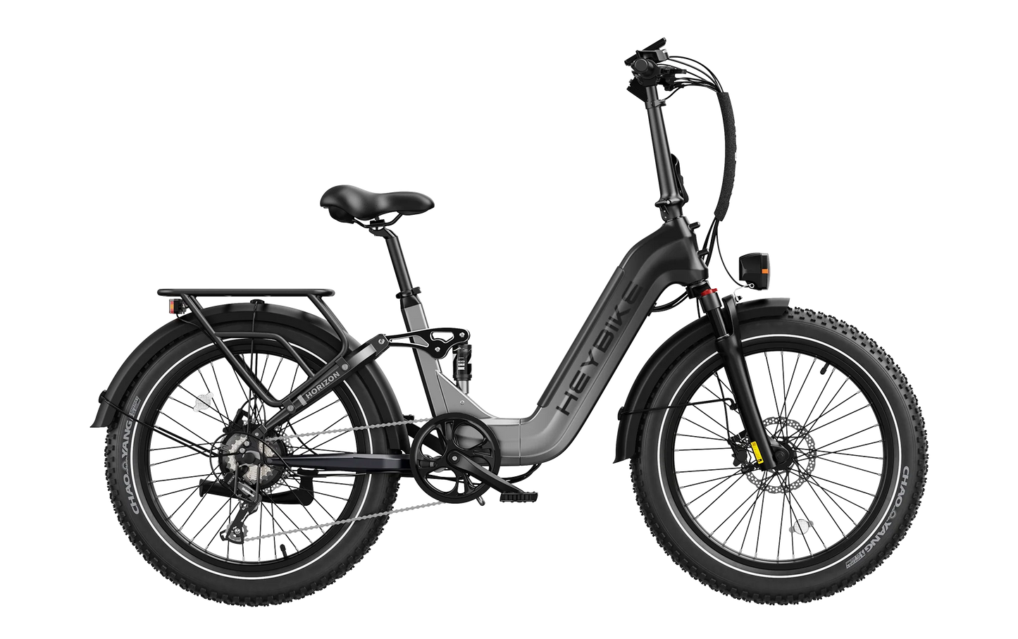 Heybike Horizon black and blue folding electric bike side profile