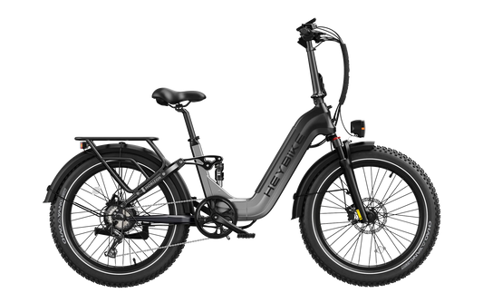 Heybike Horizon black and blue folding electric bike side profile
