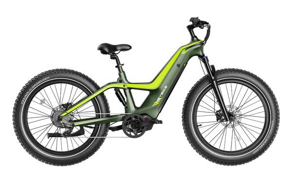 Heybike Hero Lime Yellow carbon fiber all-terrain electric bike side profile
