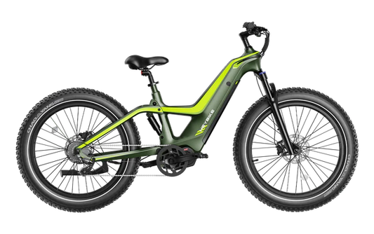 Heybike Hero Lime Yellow carbon fiber all-terrain electric bike side profile