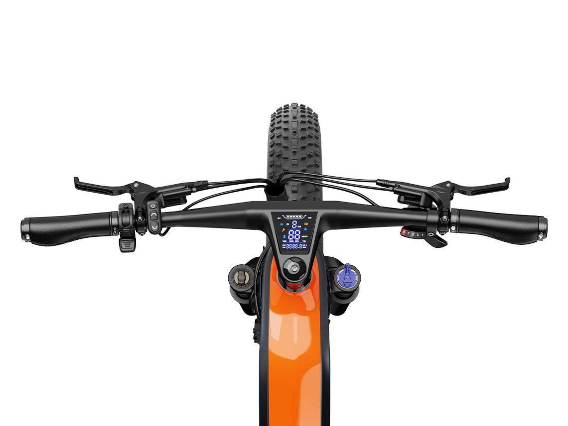 Heybike Hero integrated handlebar and LCD display view