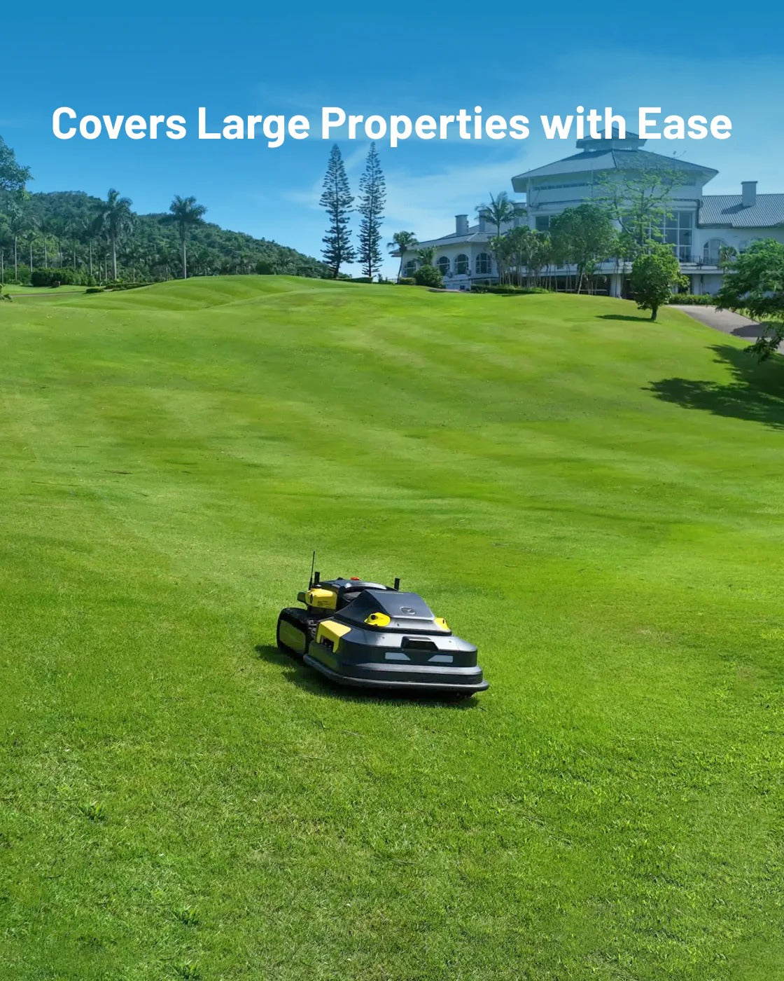 Yarbo Lawn Mower Pro mowing a large property rated up to 6 acres