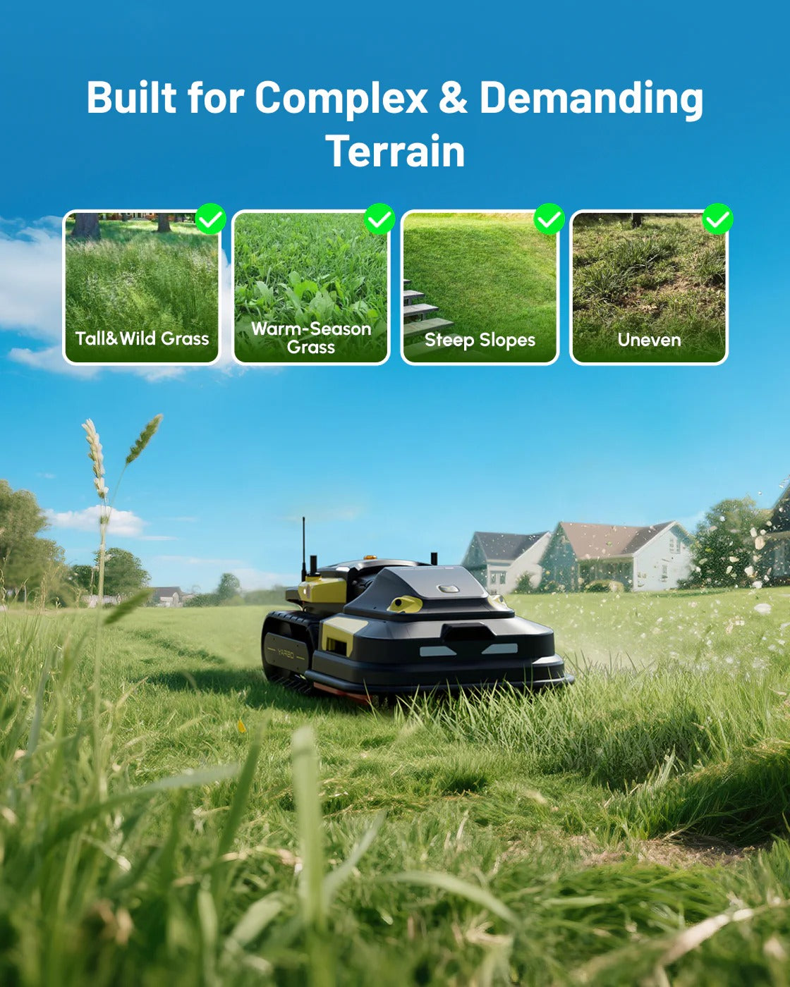 Yarbo Lawn Mower Pro attached to Yarbo Core for demanding terrain, Core sold separately