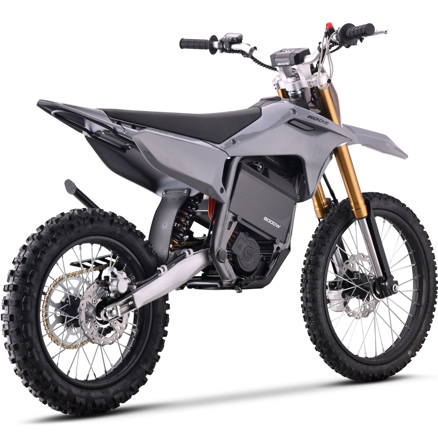 MotoTec Pro 72V 35Ah 8000W 19/16 electric dirt bike in white side view