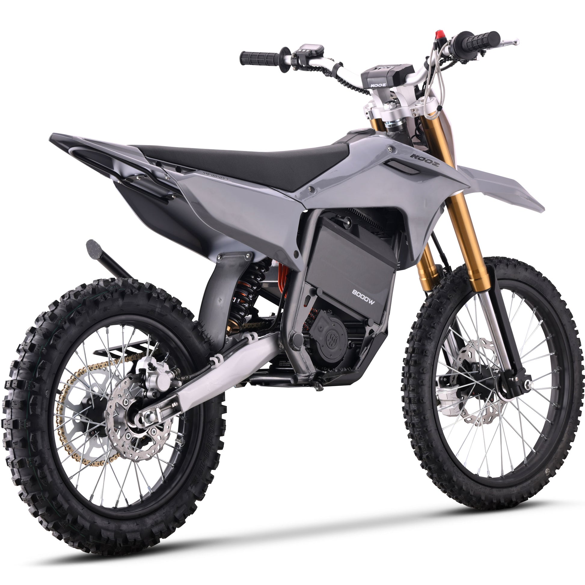 MotoTec Pro 72V 35Ah 8000W 19/16 electric dirt bike in white side view