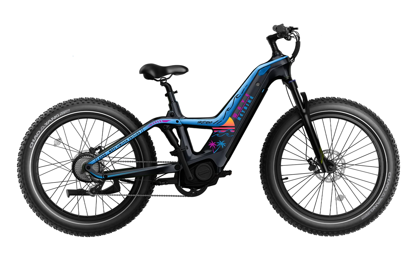 Heybike Hero blue step-over carbon fiber electric bike side profile