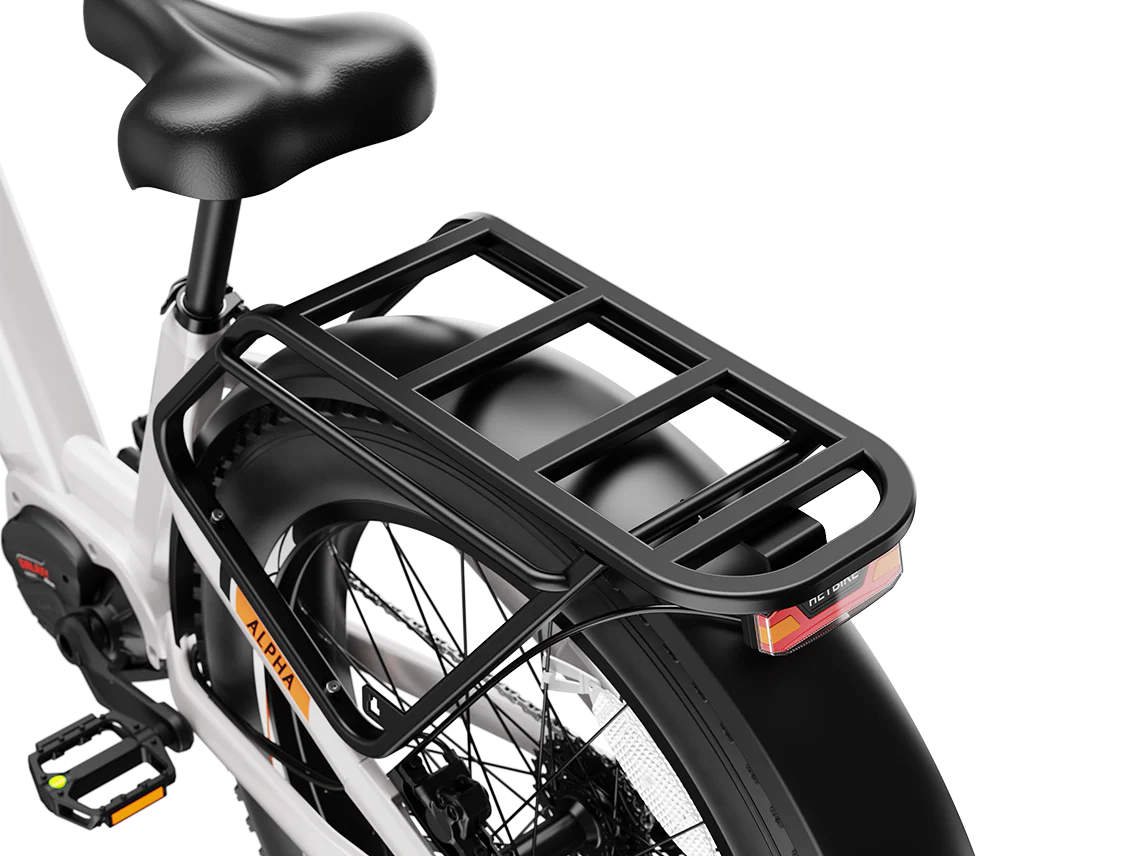 Heybike ALPHA rear rack and saddle detail