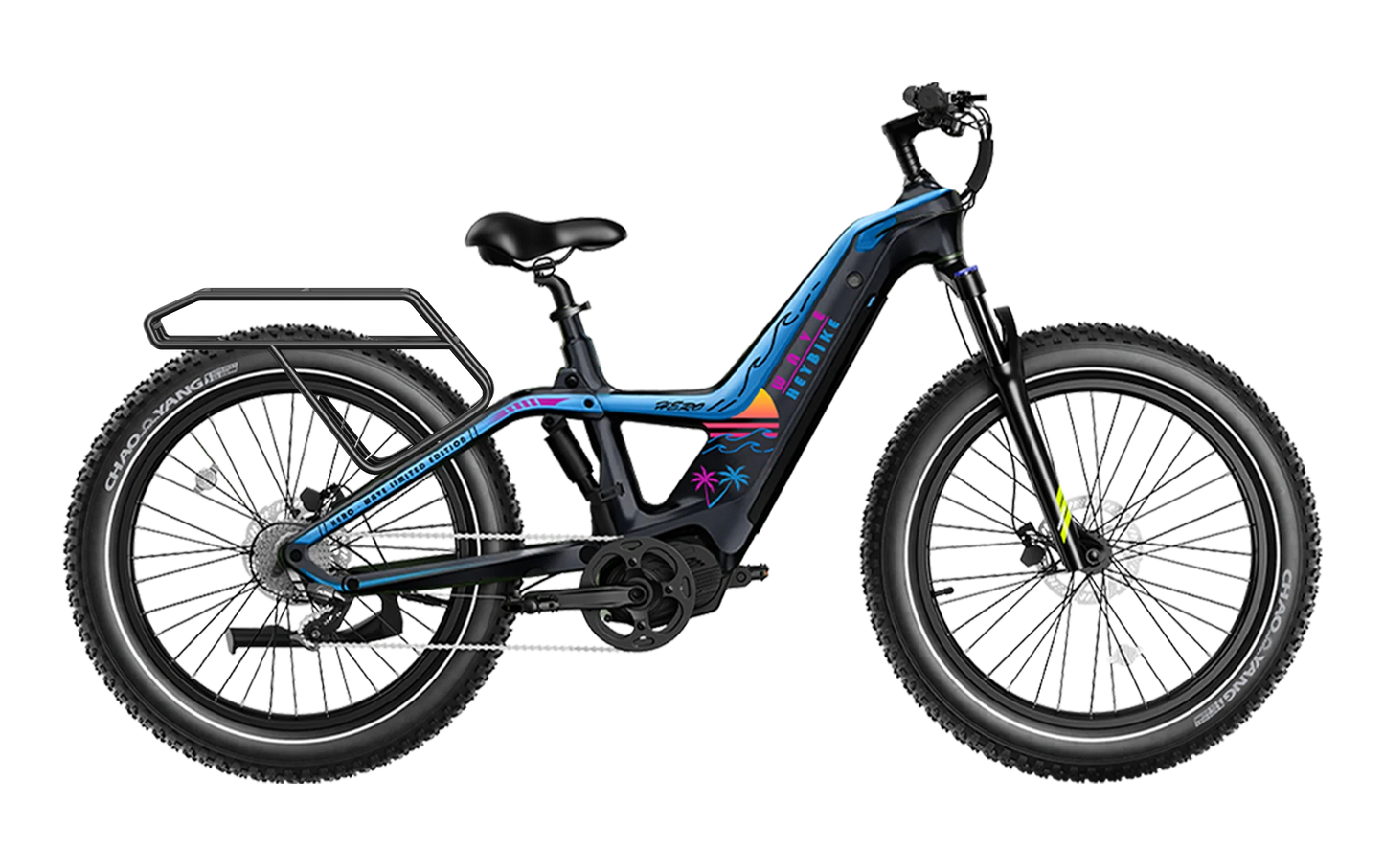 Heybike Hero blue carbon fiber all-terrain electric bike side profile