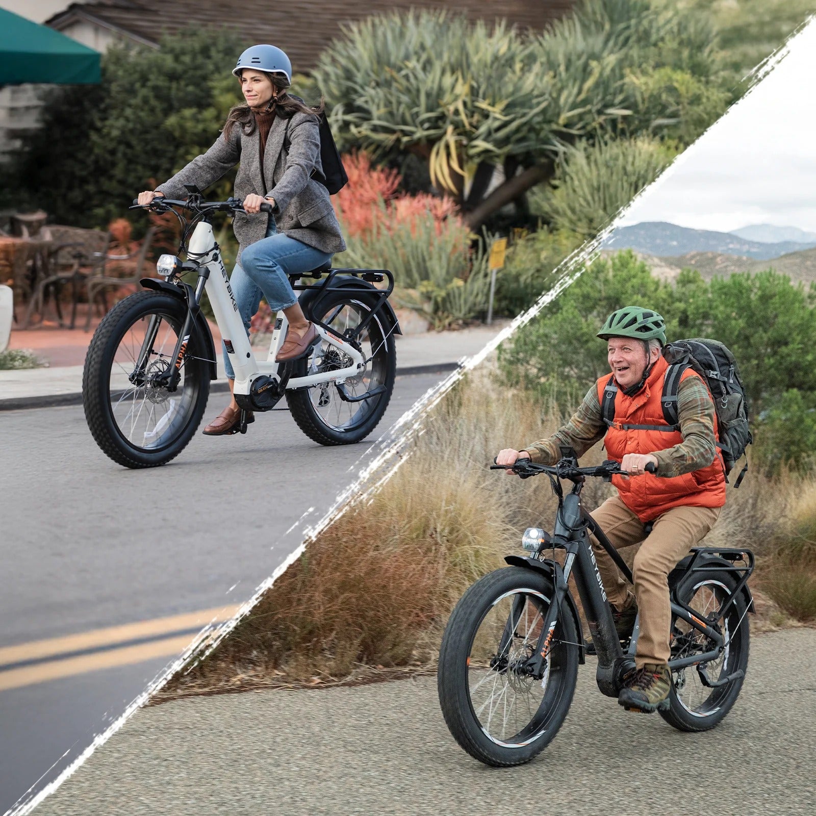Heybike ALPHA riders using all-terrain electric bikes