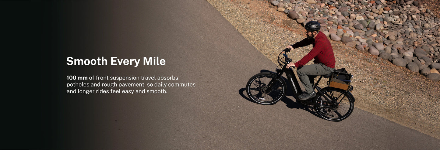 Heybike Hybrid commuter rider lifestyle image