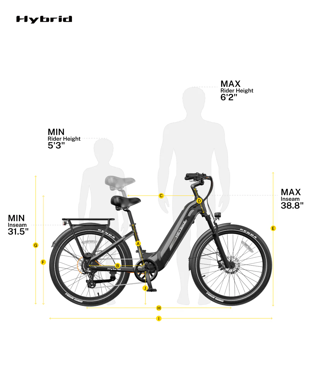 Heybike Hybrid rider height and fit guide