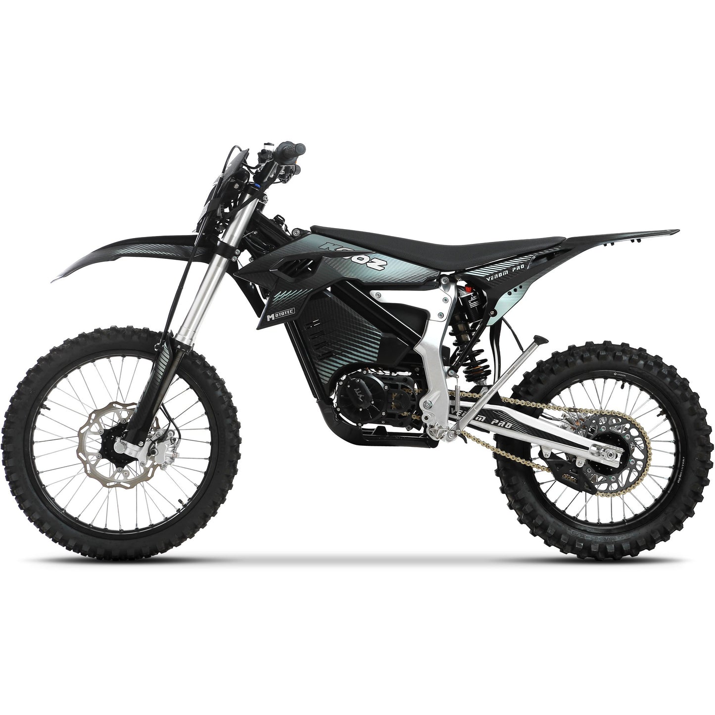 MotoTec Venom 72V 30000W electric dirt bike opposite side profile
