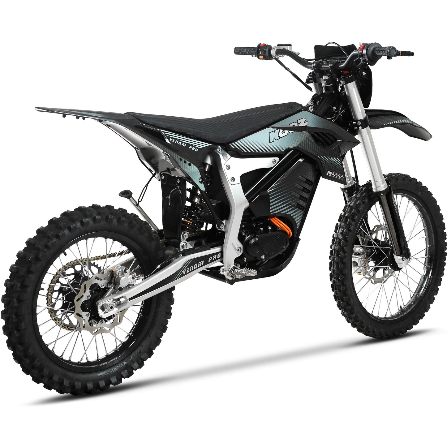 MotoTec Venom 72V 30000W electric dirt bike rear angle view