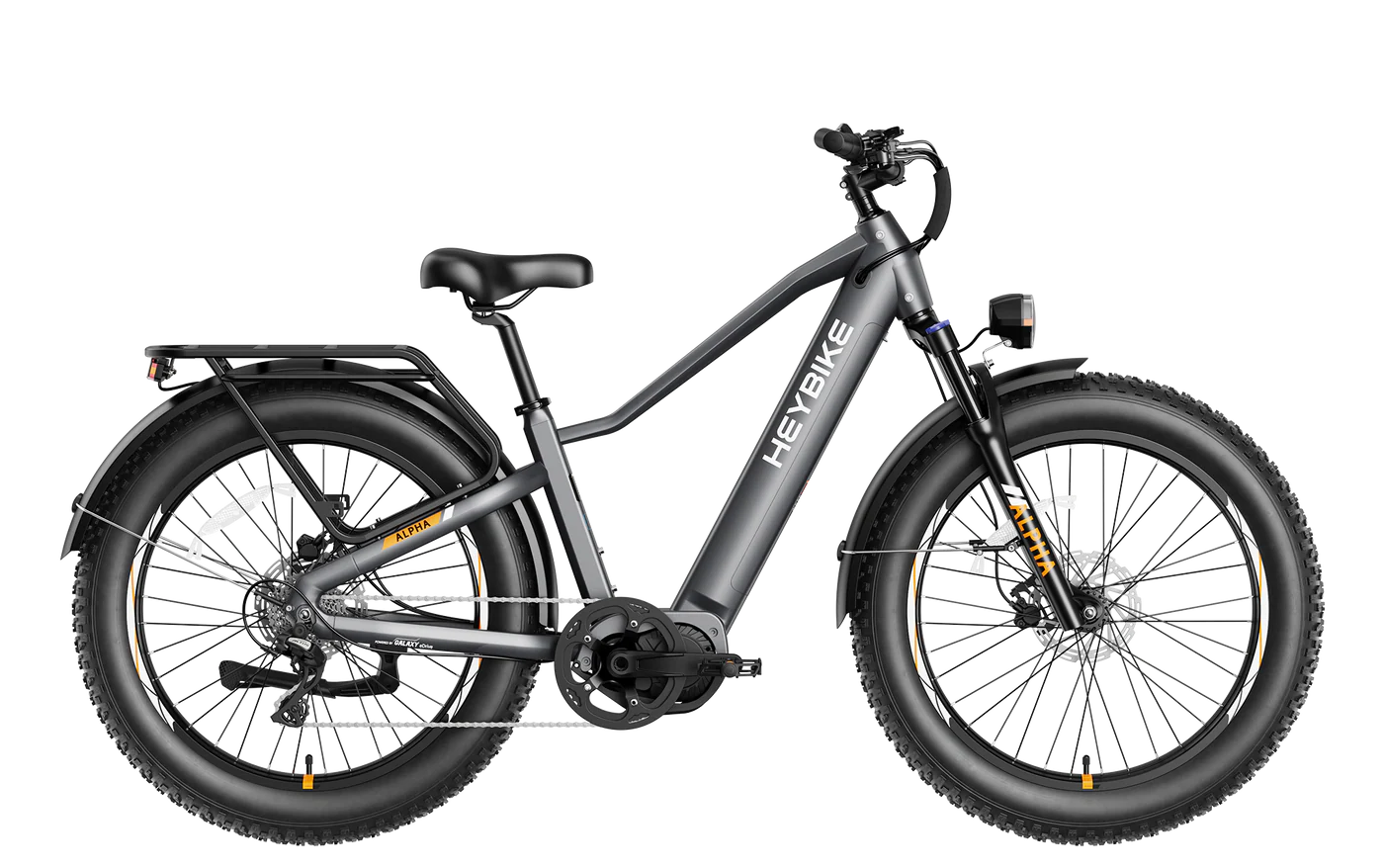 Heybike ALPHA Galaxy Black step-over all-terrain electric bike side profile