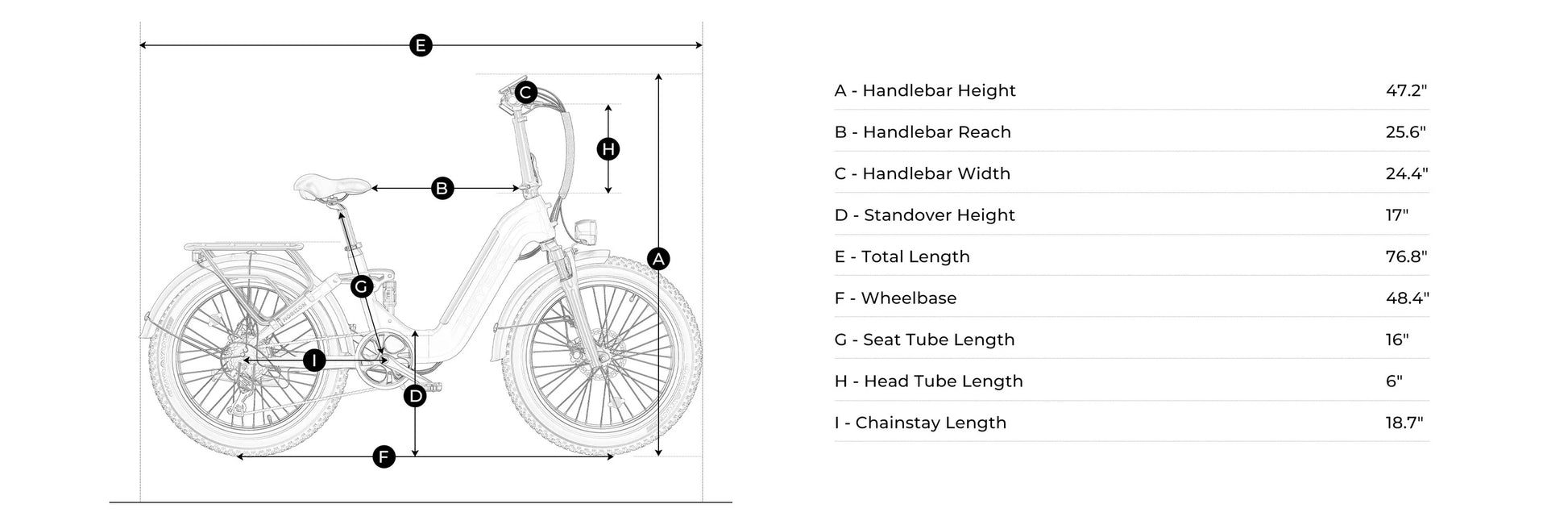 Heybike Horizon frame geometry diagram