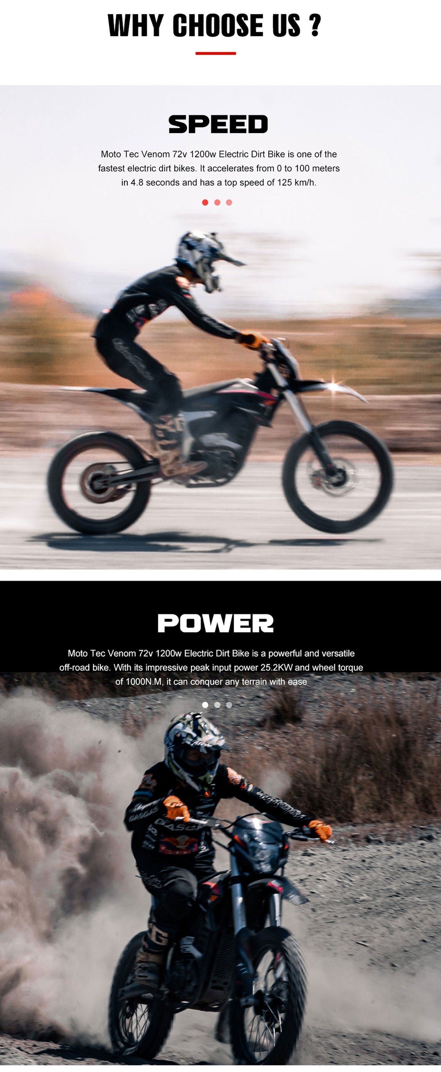MotoTec Venom 72V 12000W Electric Dirt Bike — 77 MPH High Performance