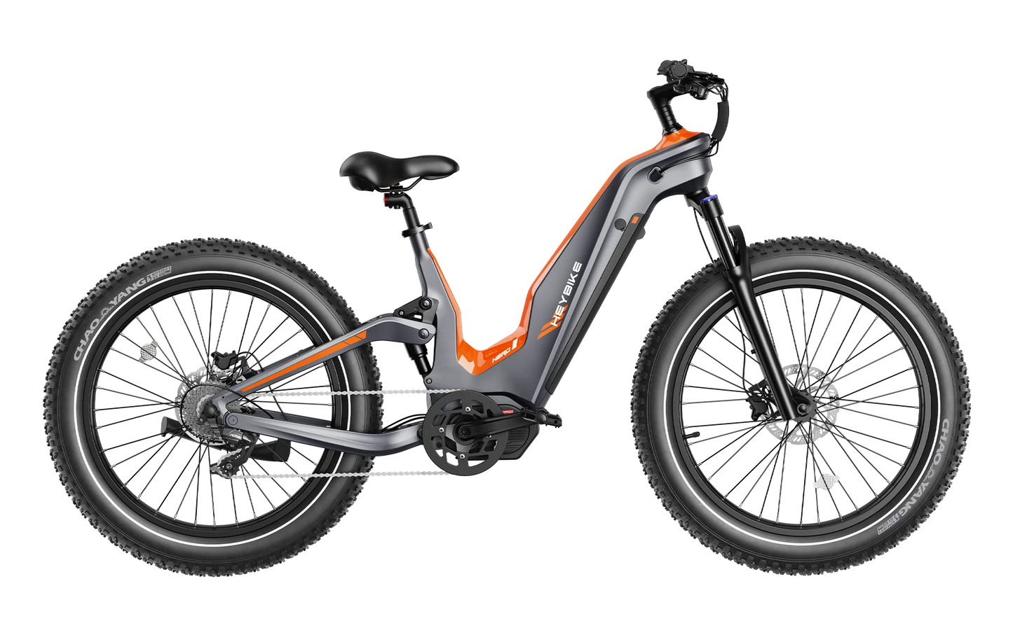 Heybike Hero Tangerine step-through carbon fiber electric bike side profile